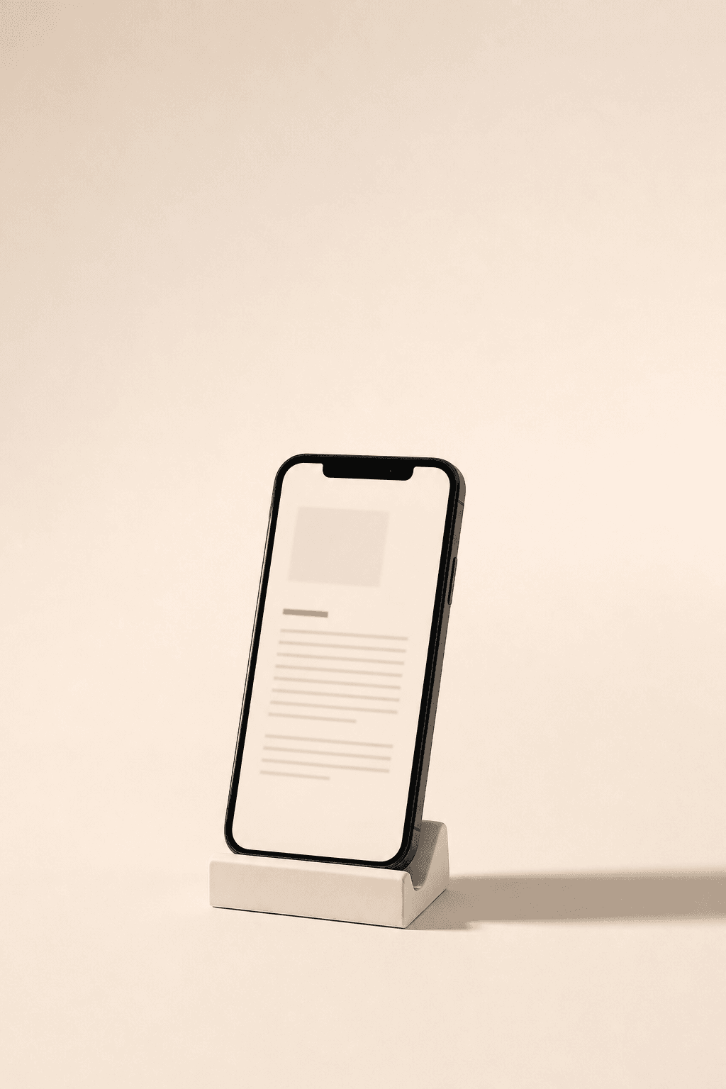 Uno smartphone su un piccolo supporto con una pagina della guida aperta